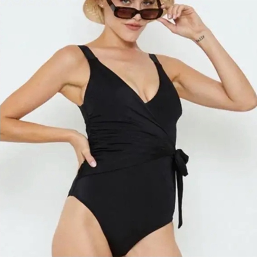 We Are HAH black swim suit one piece Wrap It Up Black Free People Revolve
